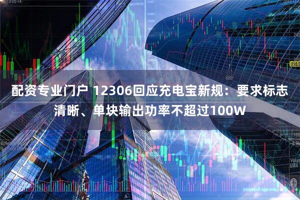 配资专业门户 12306回应充电宝新规：要求标志清晰、单块输出功率不超过100W