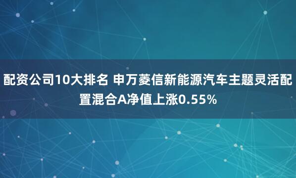 配资公司10大排名 申万菱信新能源汽车主题灵活配置混合A净值上涨0.55%